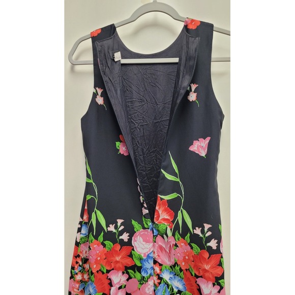 Mica Vintage Black‎ Knee Length Women's Floral Sheath Dress Size 8 Sleeveless - Picture 5 of 8